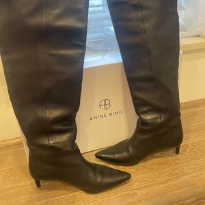 ANINE BING - black knee high leather boots